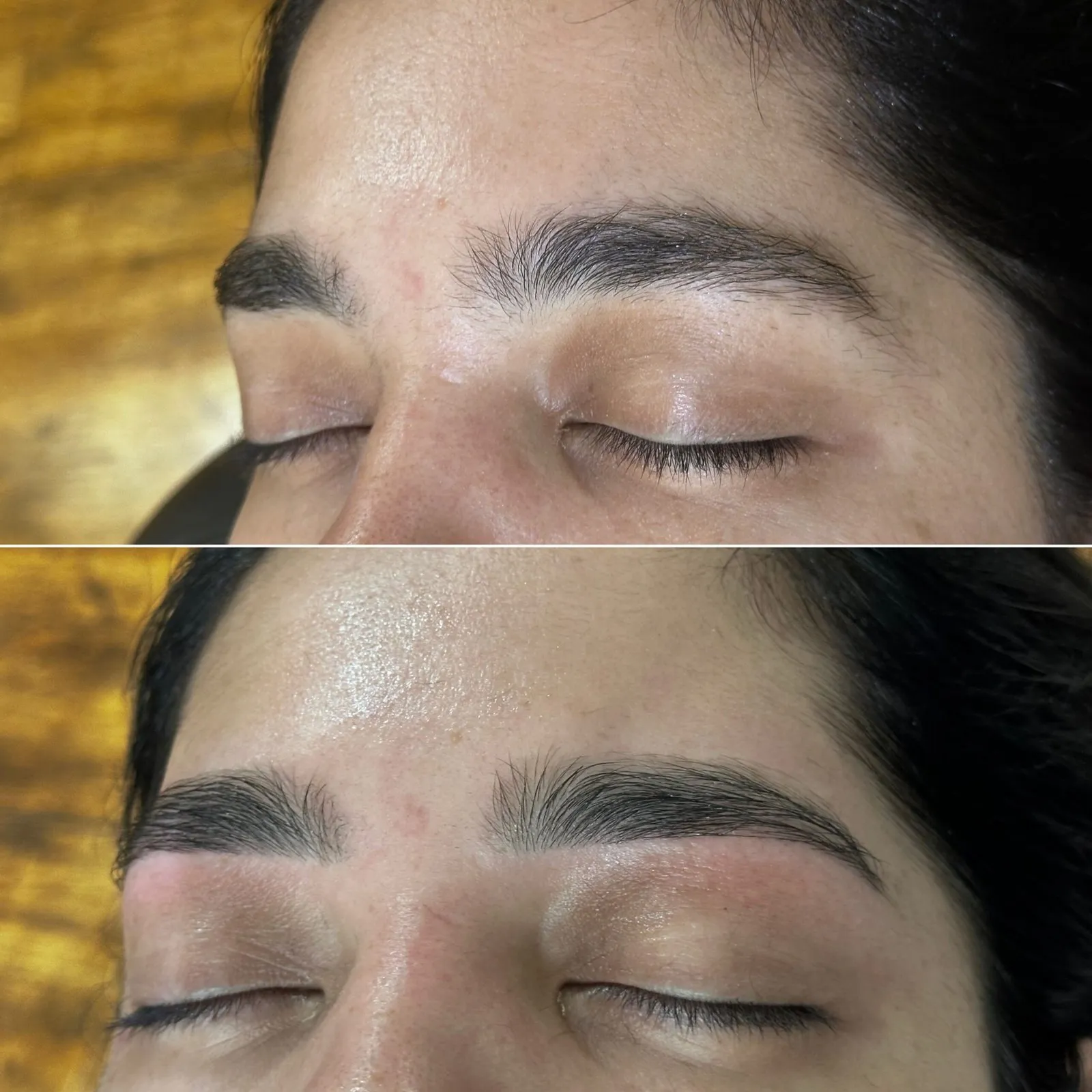 Antes y después de un diseño de cejas en Plasma Estetic