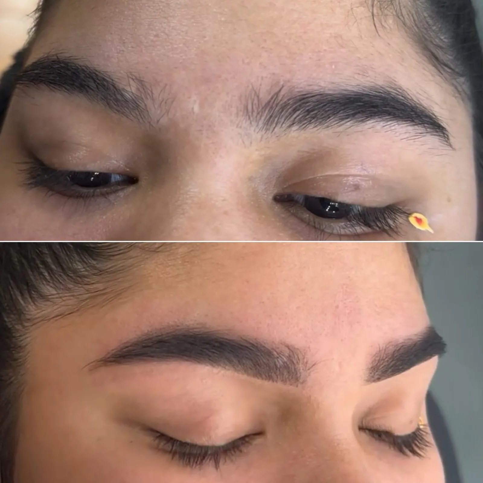 Antes y después de laminado y diseño de cejas